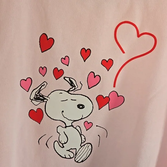 Peanuts Oversized Valentine Pink Sweatshirt XL New With Tags - Picture 2 of 6
